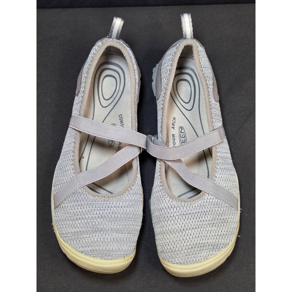 KEEN CNX Mary Jane Grey Knit Elastic Strap Walking‎ Shoes 1022854 Womens Size 9